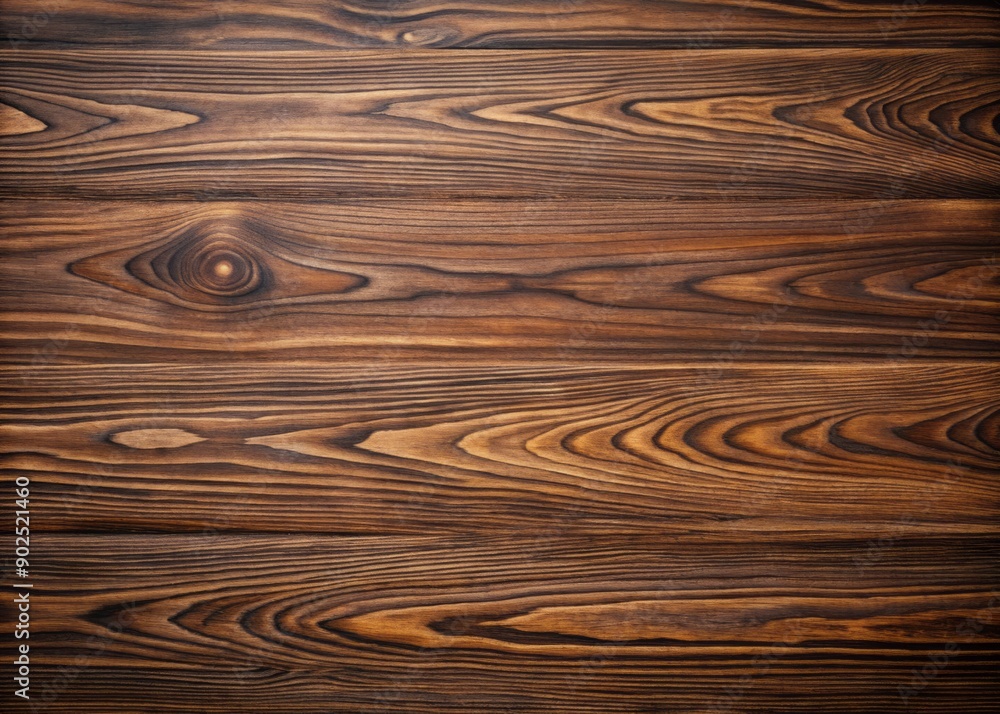 Poster richly grained dark brown wooden surface with a modern facing background, featuring a rustic three-d