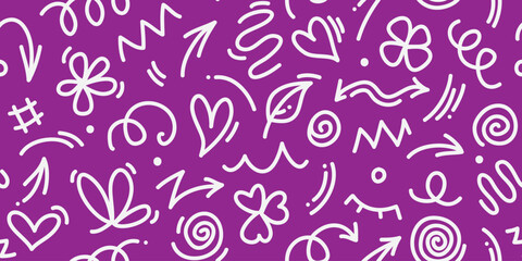 Fototapeta premium purple and white striped scribble pattern. Collection of creative abstract art backgrounds for children or festive celebration designs. Simple childish doodle wallpaper print texture bundle.