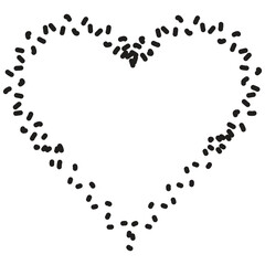 heart icon and love symbol, heart shape made of dots,