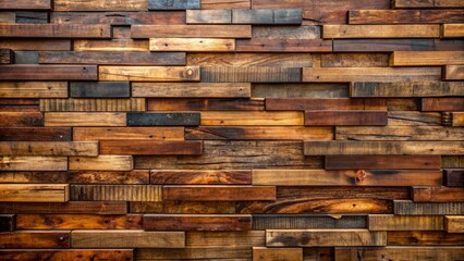 Rustic wooden wall featuring repurposed bourbon barrel staves with dark brown stain, showcasing a textured and distressed finish in a warm, earthy tone.