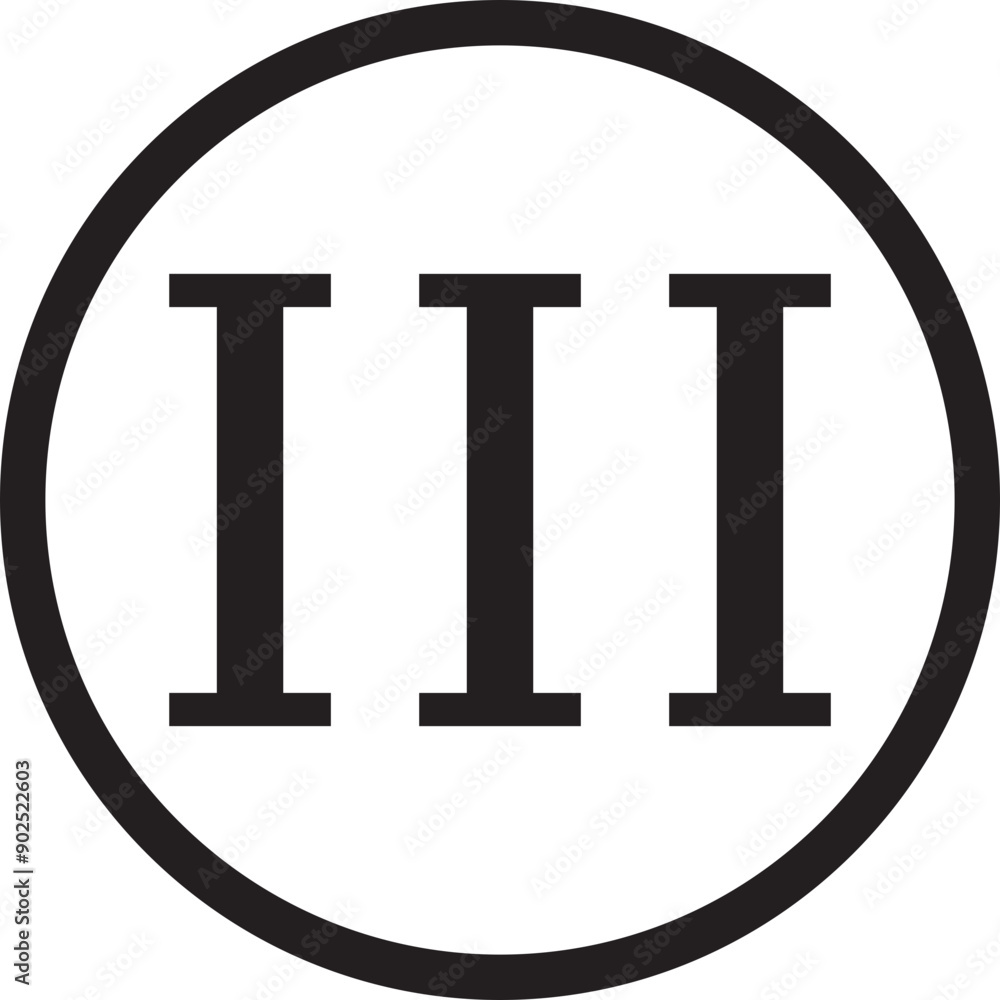 Poster roman numeral icon. roman numerical number 3 type three in alphabet letter logo mark iconic design i
