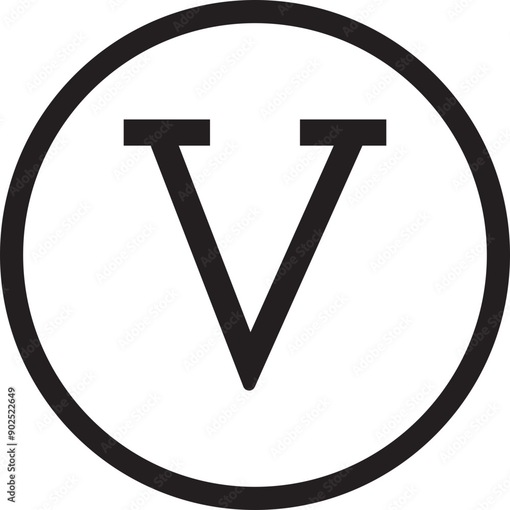 Poster roman numeral icon. roman numerical number 5 type five in alphabet letter logo mark iconic design il