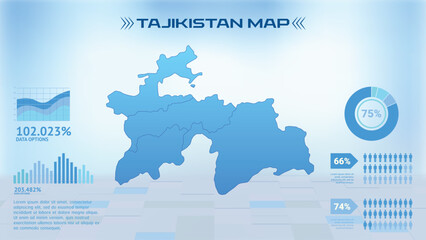 Blue Tajikistan Map with States, Political Tajikistan infographic map vector illustration