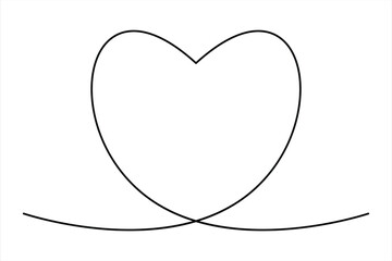 Heart continuous one line art drawing color shape Love sign outline Vector illustration