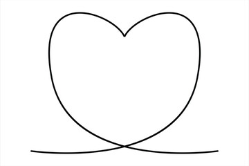 Heart continuous one line art drawing color shape Love sign outline Vector illustration
