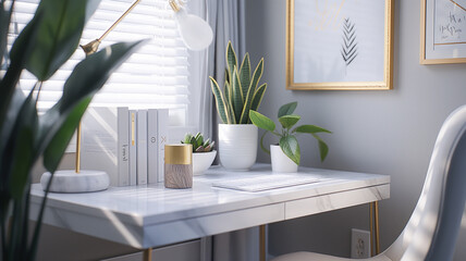 Elegant Dorm Study Space with Gold Accents