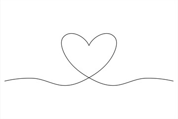 Heart continuous one line art drawing color shape Love sign outline Vector illustration