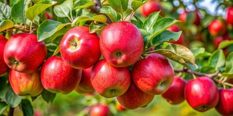 Red Apples Hanging on a Branch, Close-Up, Fresh Fruit, Orchard, Nature , apple, orchard