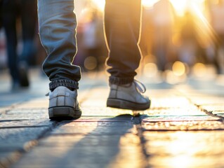 People walking in a shopping street, busy people, blurry background