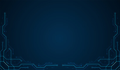 Circuit board. Motherboard. Blue technology background.