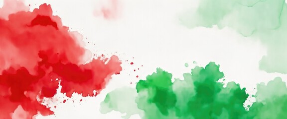 Obraz premium Red green and white watercolor abstract color splash design background