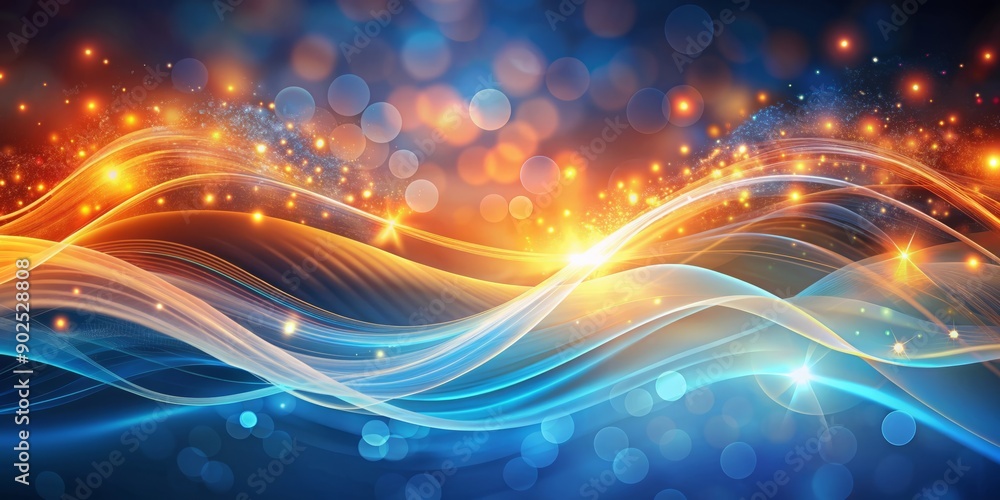 Aufkleber vibrant abstract waves flow dynamically across a gradient of calming blue to vibrant orange hues, ac