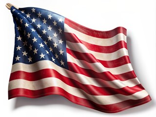 Obraz premium Saluting the brave, a crisp American flag overlay on a clean white background, honoring military service, national pride, and the dedication of heroic patriots everywhere.