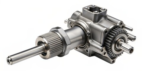 3D Render of a Mechanical Gearbox with a Spline Shaft, Gearbox , Spline Shaft , 3D Rendering , Engineering