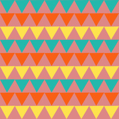 pink, yellow,  orange, green seamless triangle pattern, seamless abstract geometric horizontal strip pattern repeat style. replete image design for fabric printing, diamond patter