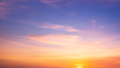 Summer sunset, fantasy vibrant panoramic sunset sky, gradient rich colors