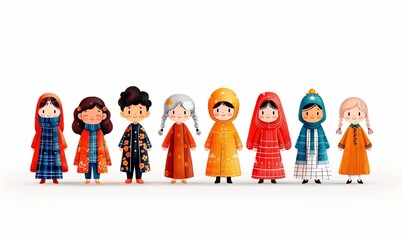 Fototapeta premium Kids of the World . Characters Collection: children of different nationalities in cartoon style.
