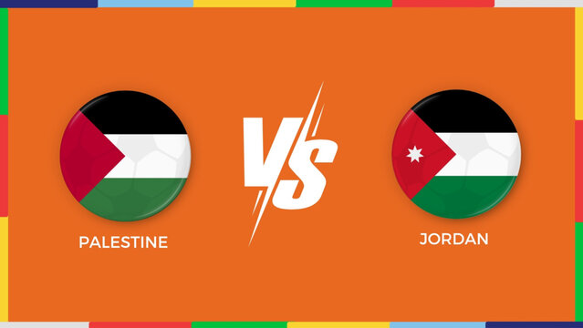  palestine vs Jorden republic flag in circle for sports banner. vector illustrator