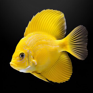 yellow exotic fish on isolated background