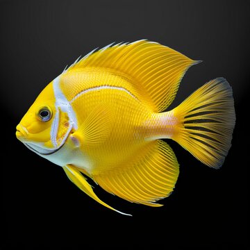 yellow exotic fish on isolated background