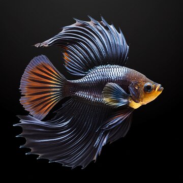black and orange beta fish isolated