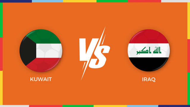 Kuwait vs Iraq republic flag in circle for sports banner. vector illustrator
