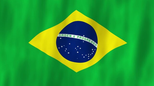 Brazil flag South America country animation 3D symbol design waving in wind movement national patriotism world culture emblem banner yellow green blue