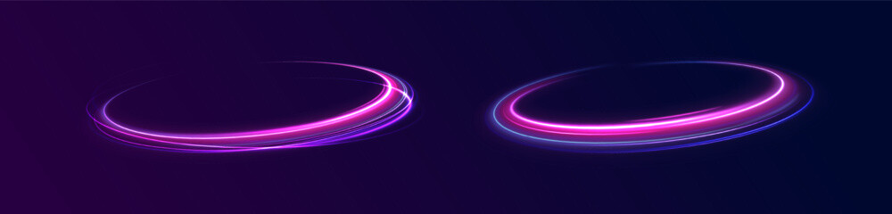 Racing cars dynamic flash effects city road with long exposure night ligh. Laser beams luminous abstract sparkling isolated on a transparent background.