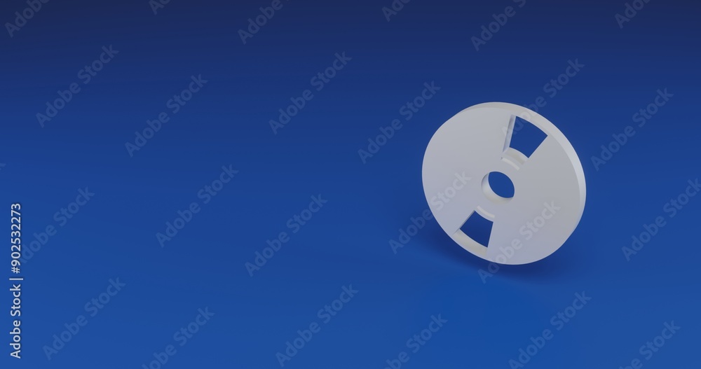 Poster isolated realistic white cd symbol with shadow. located on the right side of the scene. 3d illustrat