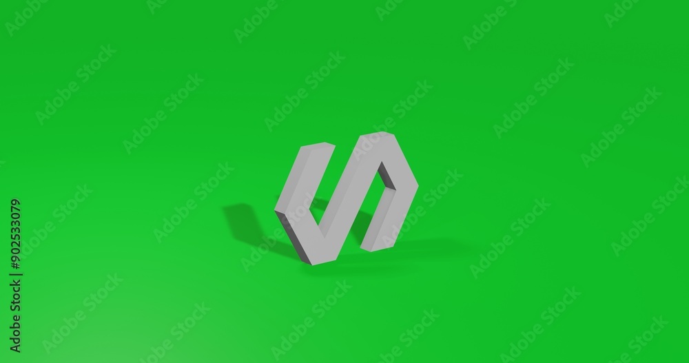Poster isolated realistic white polymer symbol front view with shadow. 3d illustration on green chroma key 