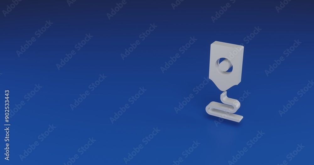 Poster isolated realistic white 3d printer symbol with shadow. located on the right side of the scene. 3d i