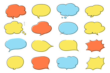 カラフルな吹き出し_細線_ビビッドカラー