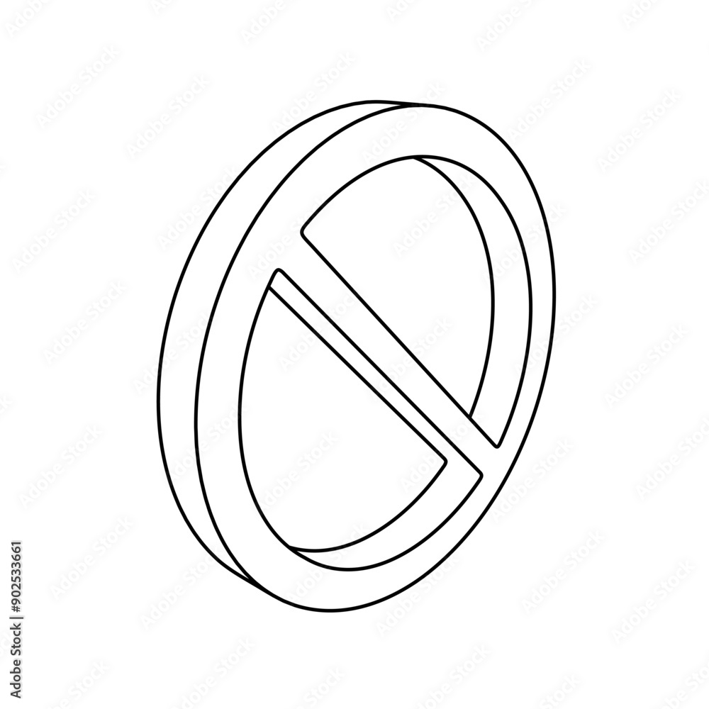 Poster the outline of a large no parking sign is made with black lines. 3d view of the object in perspectiv