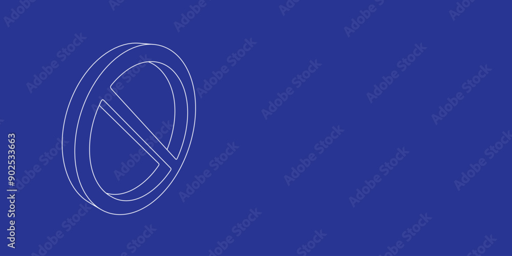 Poster the outline of a large no parking sign made of white lines on the left. 3d view of the object in per