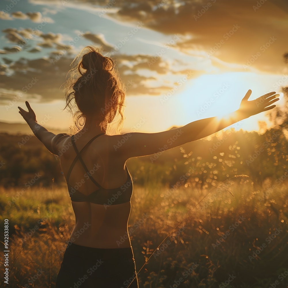 Canvas Prints A person stretching in the morning light ready to embrace the day s new energy and beginnings