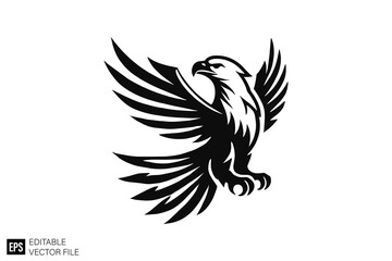 Obraz premium eagle black and white clip art silhouette vector graphic design