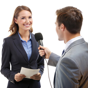 Reporter interviewing a businesswoman
