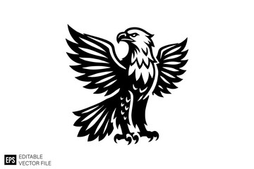Obraz premium eagle logo black and white vector clip art silhouette graphic design