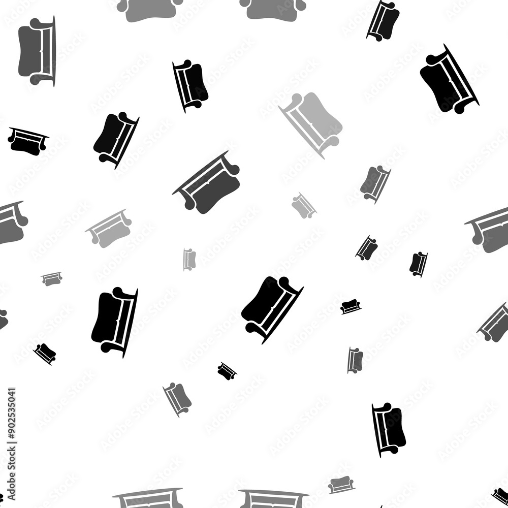 Poster seamless vector pattern with sofa symbols, creating a creative monochrome background with rotated el