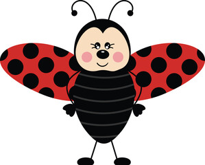 Obraz premium Friendly ladybug standing isolated on white