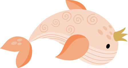 Friendly whale princess with crown