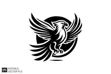 Fototapeta premium eagle hawk black and white vector clip art silhouette graphic design