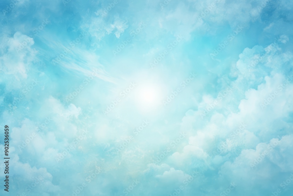 Poster softly gradiented light pastel sky blue background with subtle vantage texture, creating a calming a