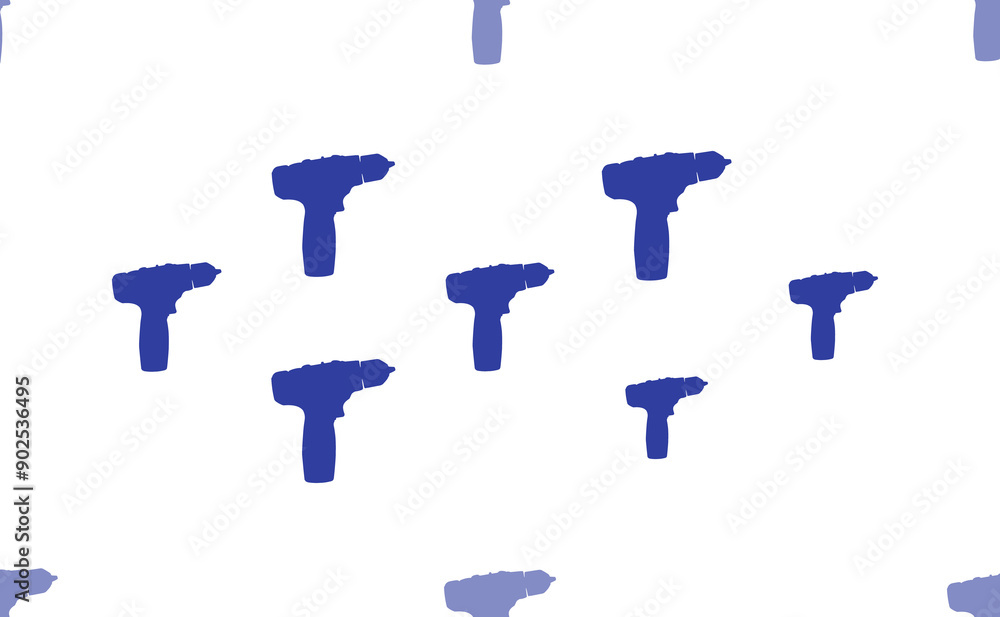 Poster seamless pattern of large isolated blue electric screwdriver symbols. the pattern is divided by a li