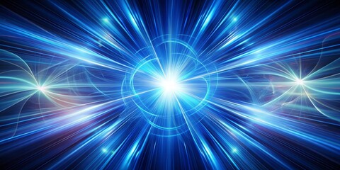 Vibrant blue light streaks radiate from the center, creating a dynamic, futuristic energy background with swirling motion, perfect for wallpapers, banners, and digital designs.