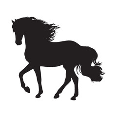A striking silhouette vector art style of a horse