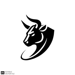 bull logo black and white clip art silhouette vector graphic design