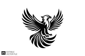 Obraz premium eagle hawk black and white vector clip art silhouette graphic design