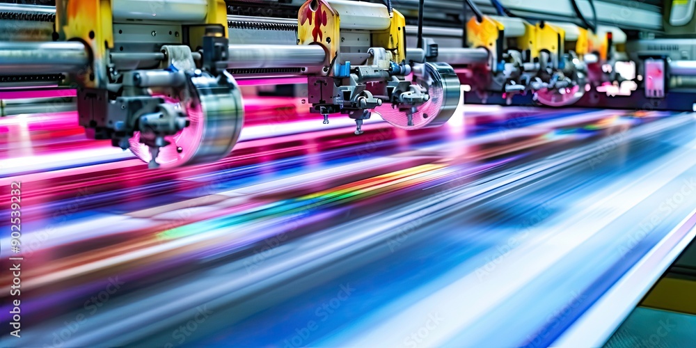Poster high-tech printing press in action