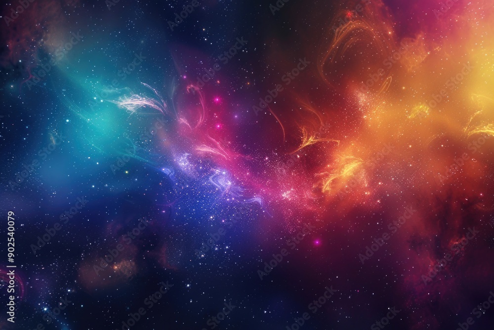 Poster A picture of stars and nebulas in space, ideal for use in astronomy or science-related contexts